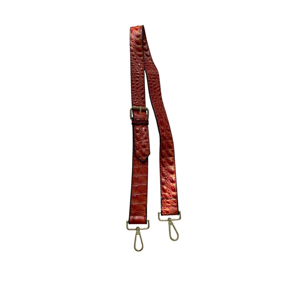 Red Orange Crocodile Embossed Adjustable Crossbody Bag Strap Gold Hardware